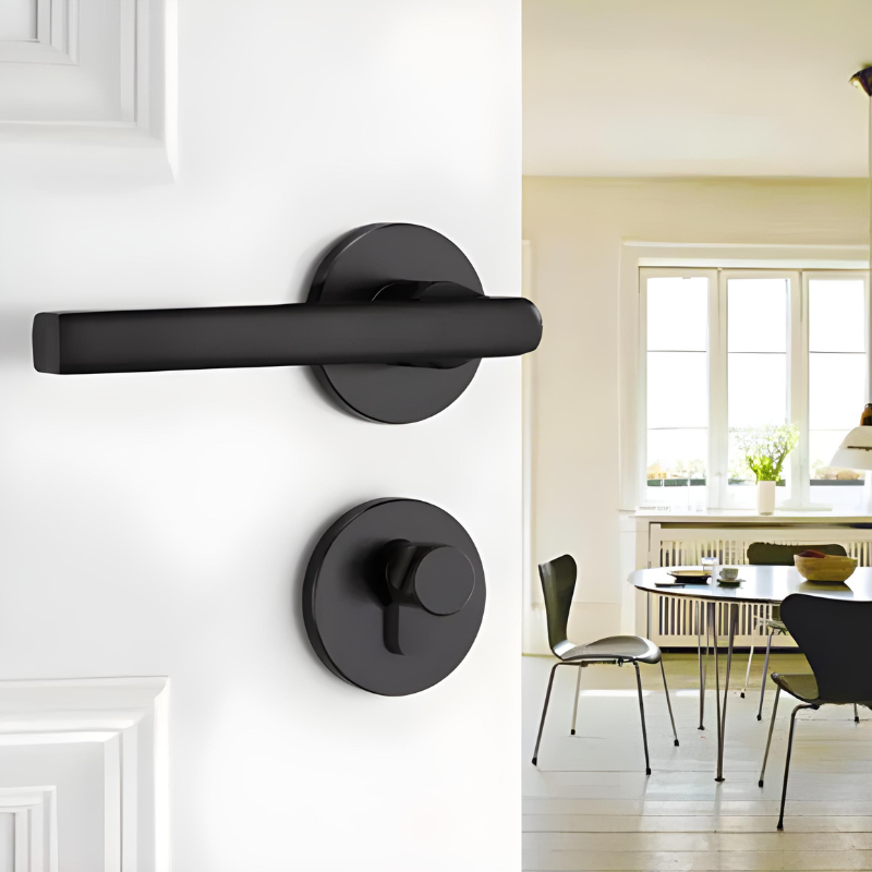 Poignée De Porte Intérieure Avec Clé | Noir Mat Design