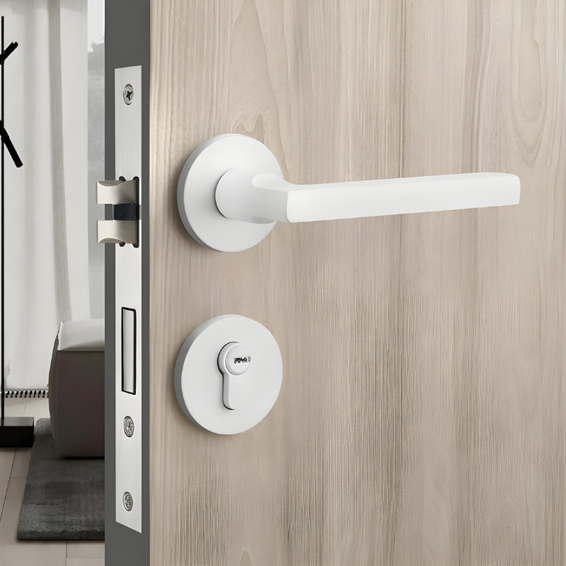 Poignée de Porte avec serrure silencieuse | Épure Blanche