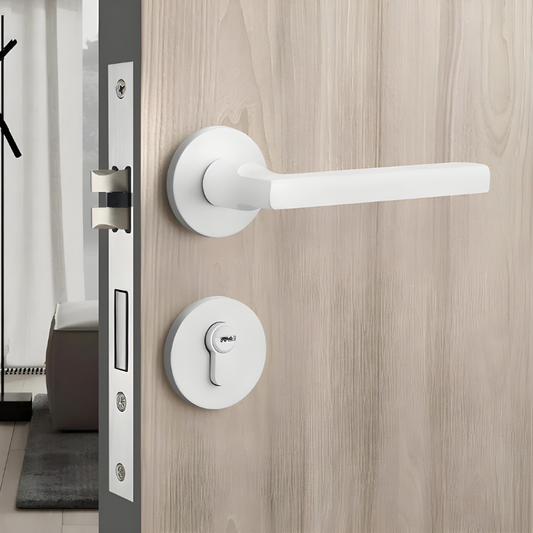 Poignée de Porte avec serrure silencieuse | Épure Blanche