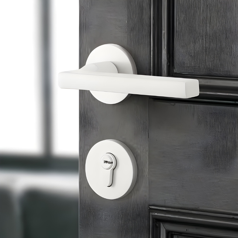 Poignée de Porte avec serrure silencieuse | Épure Blanche