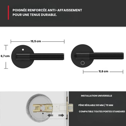 Poignée de porte intérieure texturée | Design moderne & finition mate